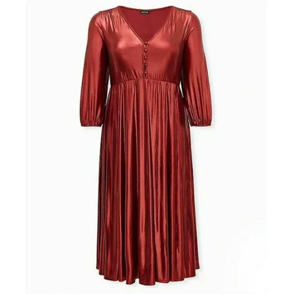 NWT TORRID RED LIQUID KNIT TEA LENGTH DRESS SIZE 1 PLUS $90